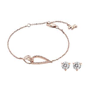 피카렐라 호주 “본즈 오브 하트” 팔찌, 귀걸이 세트(Embrace elegance with our ‘Bonds of Heart’ bracelet. (Material: 18K Rose Gold Plated / Adjustable chain: 16-20cm)